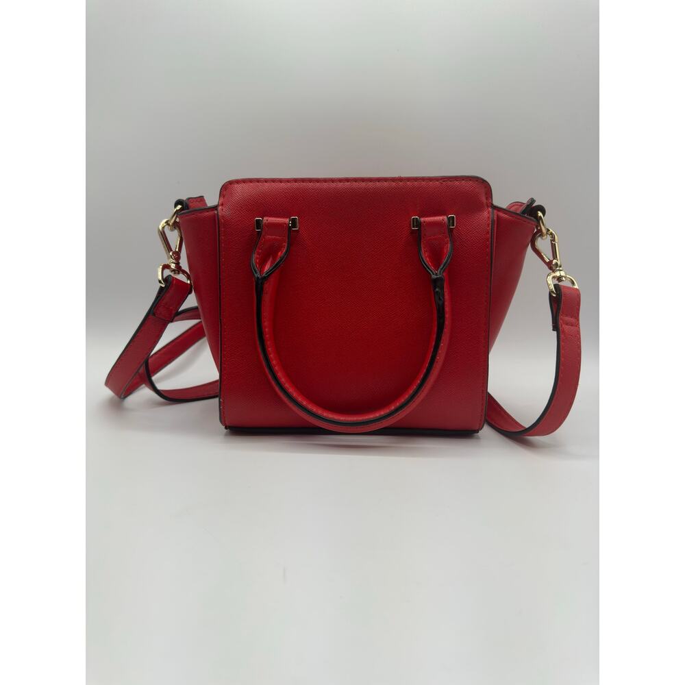 Carpisa Red Faux Leather Crossbody Satchel Top Handle Bag Removable Strap